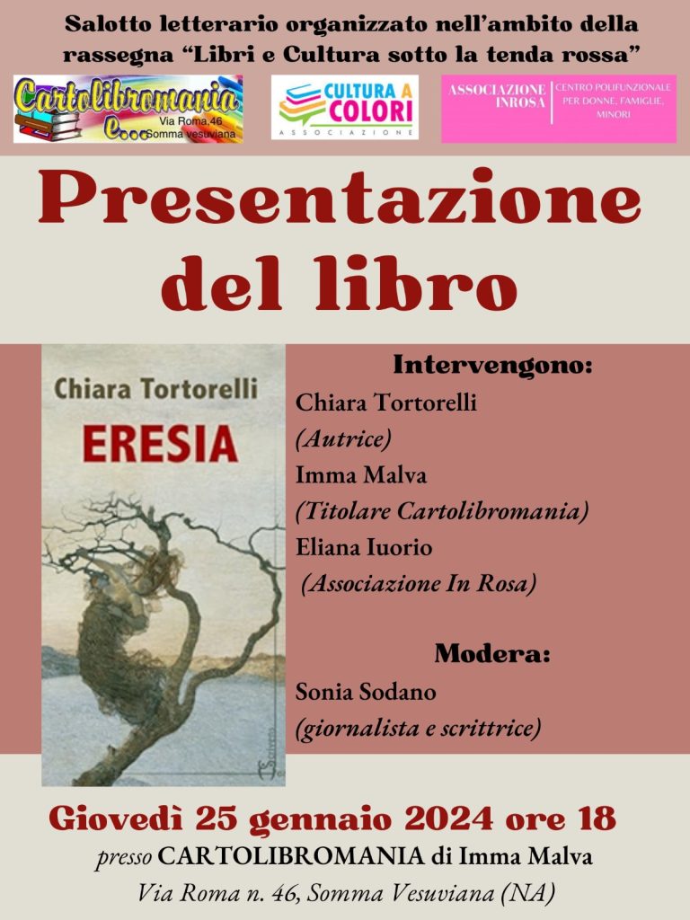 “Libri e cultura sotto la tenda rossa”: il 25 gennaio si presenta “Eresia”