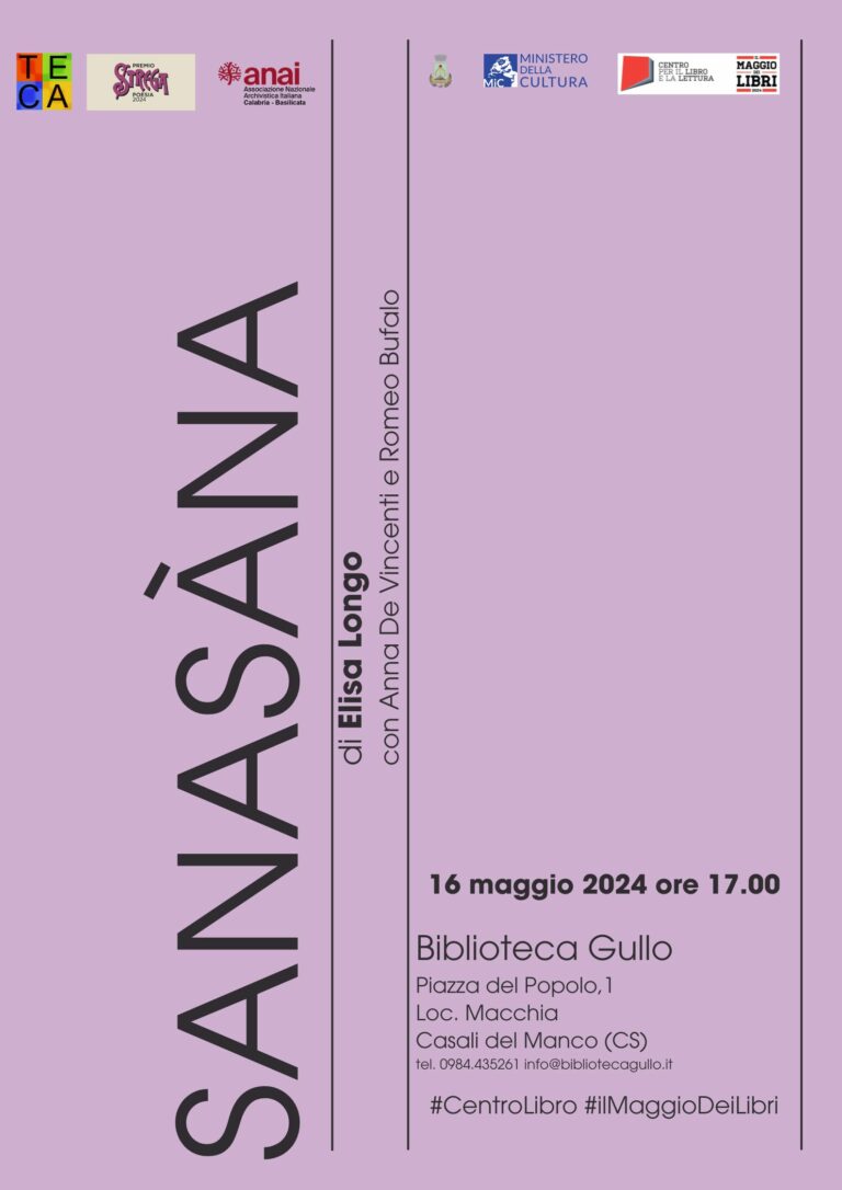 La Biblioteca Gullo presenta Sanasàna di Elisa Longo