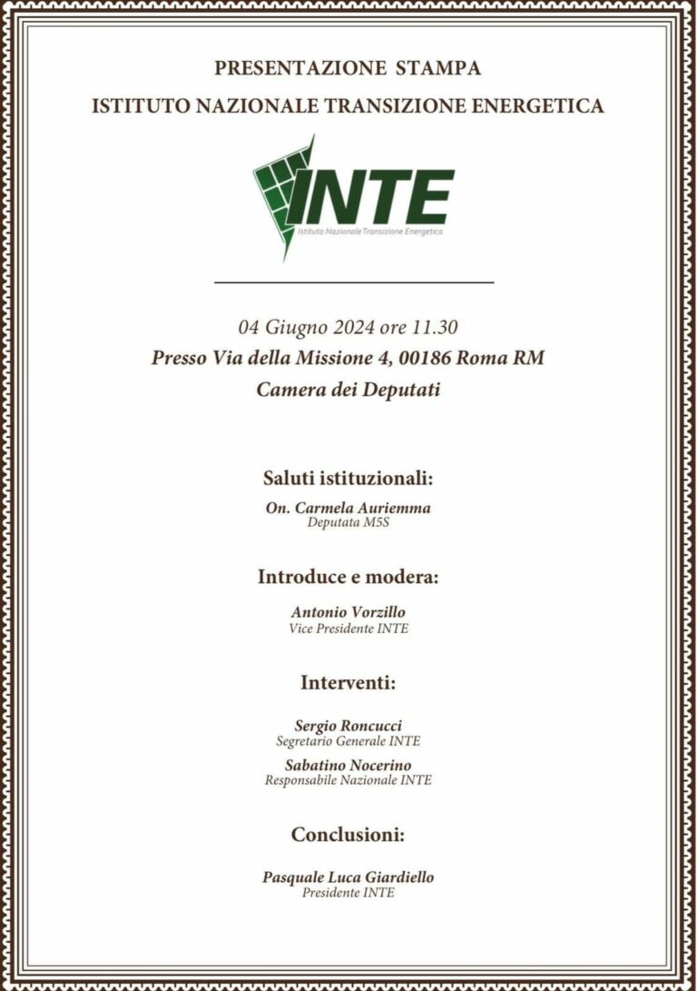 Roma: presentazione dell’Istituto Nazionale di Transizione Energetica