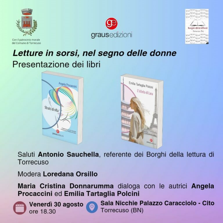 “Letture in sorsi, nel segno delle donne e del territorio”, la rassegna  di Torrecuso dei Borghi della lettura